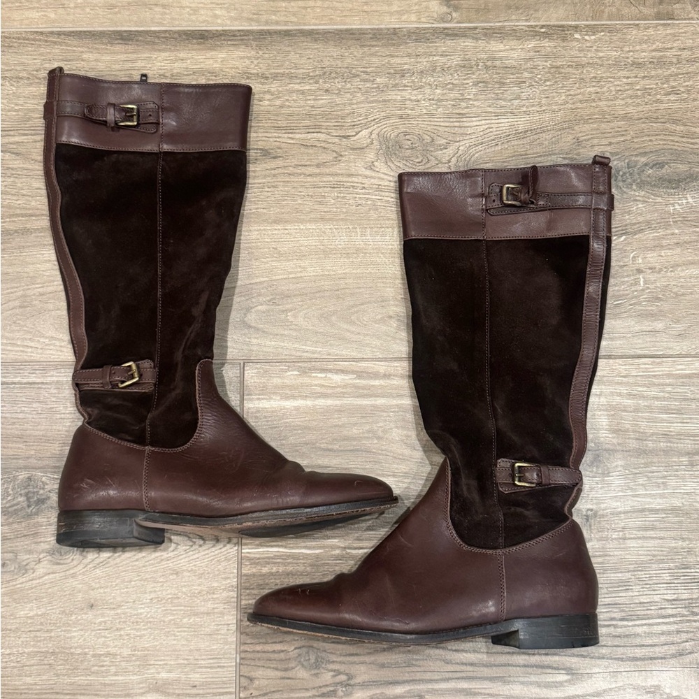 J Crew - Brown Leather and Suede Riding Boots